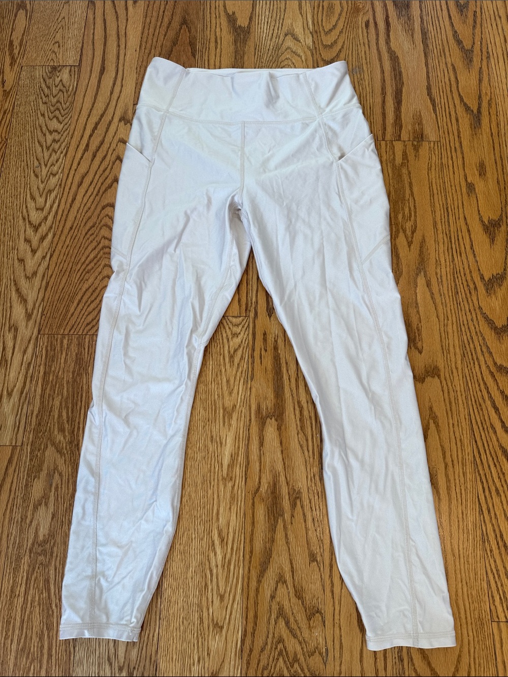 Metallic Cream Active Leggings - Fabletics Large High-Waist Workout Bottoms